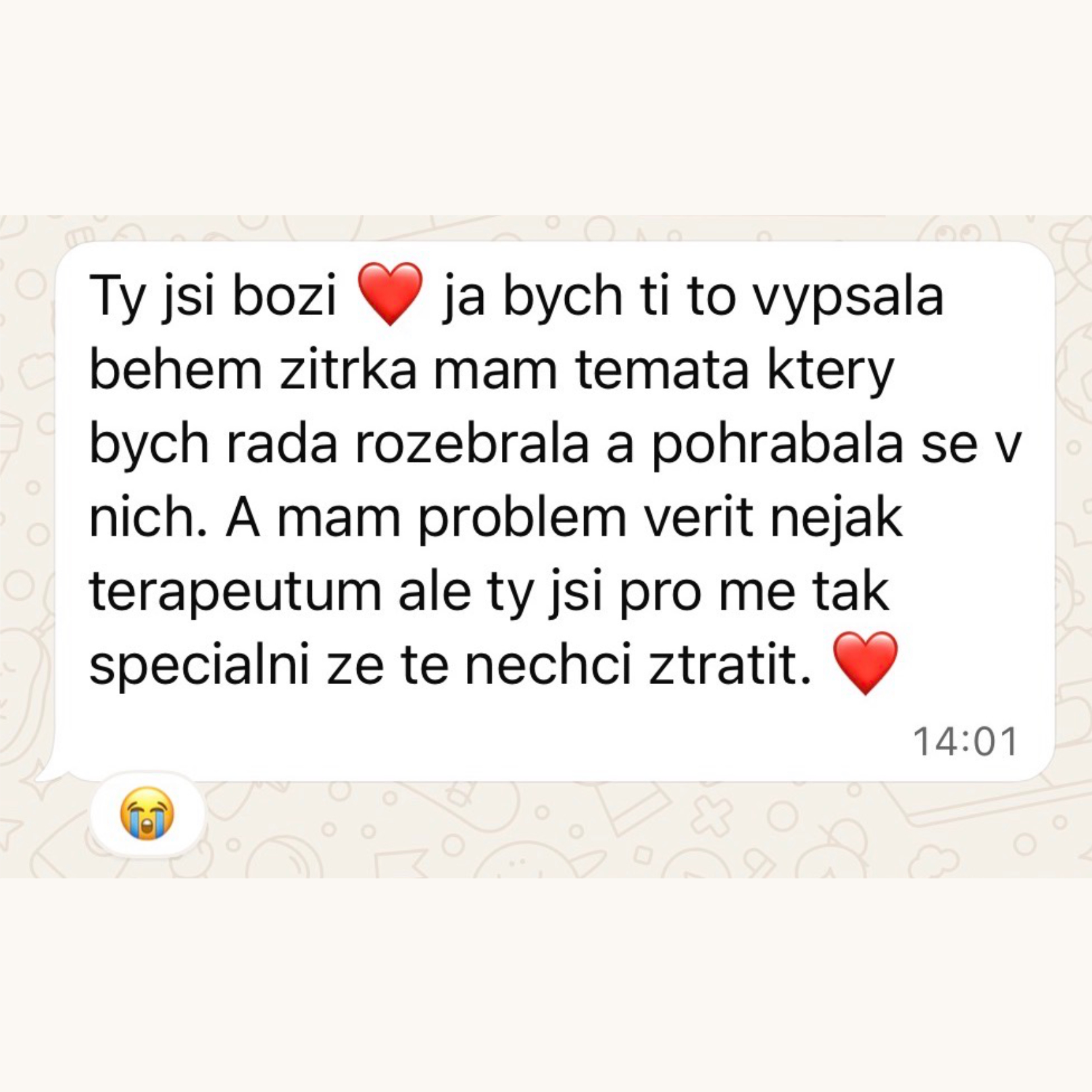 Zpráva klientky o důvěře a pokračování